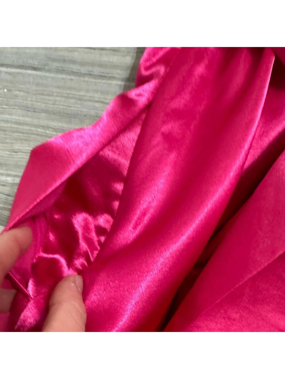 Anthropologie Maeve Hot Pink Satin Bow Mini Dress 6 Party Cocktail Barbie - Picture 7 of 9